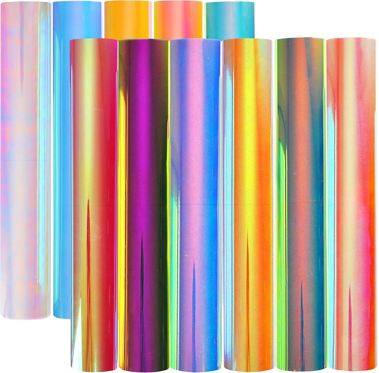 11 Pack Holographic Iron on Vinyl Rainbow Vinyl Glitter-11.4"X9.8" for Cricut Silhouette